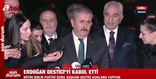 Başkan Recep Tayyip Erdoğan Büyük Birlik Partisi Genel Başkanı Mustafa Destici ile görüştü