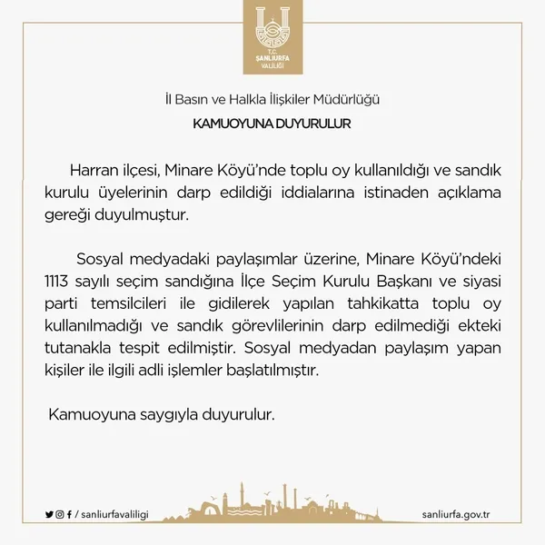 Şanlıurfa Valiliğinden "toplu oy" iddiasına yanıt - 1