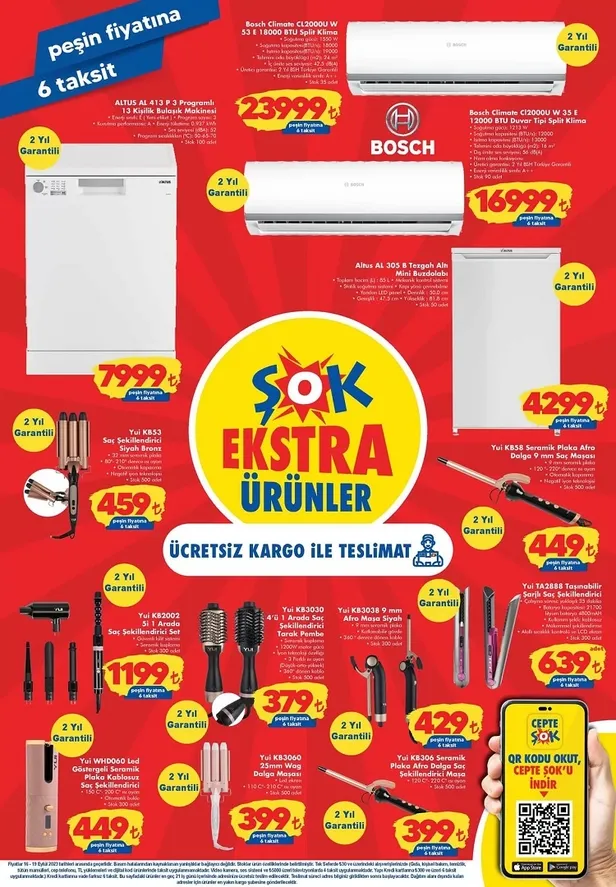 ŞOK’un yarınki aktüel indirim kataloğu: ŞOK’a bulaşık makinesi, derin dondurucu, saç düzleştirici, saç maşası, kablosuz kulaklık geliyor