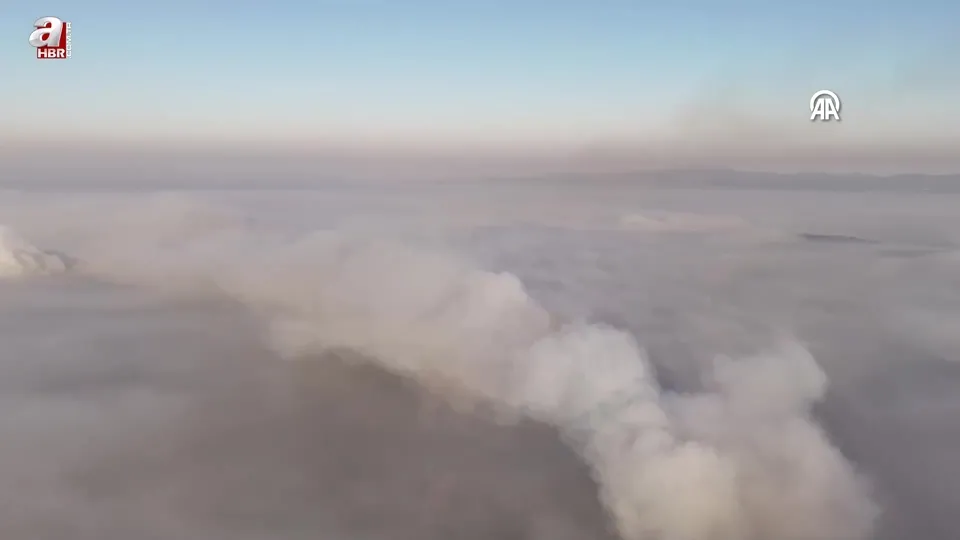 Bursa’da orman yangınları nedeniyle gökyüzünü duman kapladı