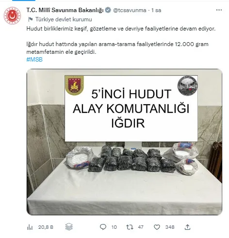 MSB: Iğdır'da 12 kilo metamfetamin ele geçirildi - 1
