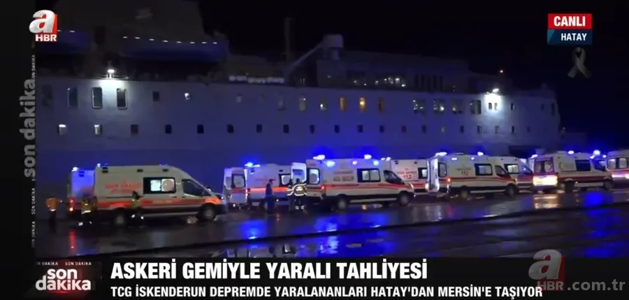 TCG İskenderun depremde yaralananları Mersin'e taşıyor 10