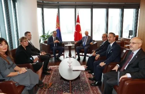 BAŞKAN ERDOĞAN SIRBİSTAN CUMHURBAŞKANI VUCIC İLE GÖRÜŞTÜ