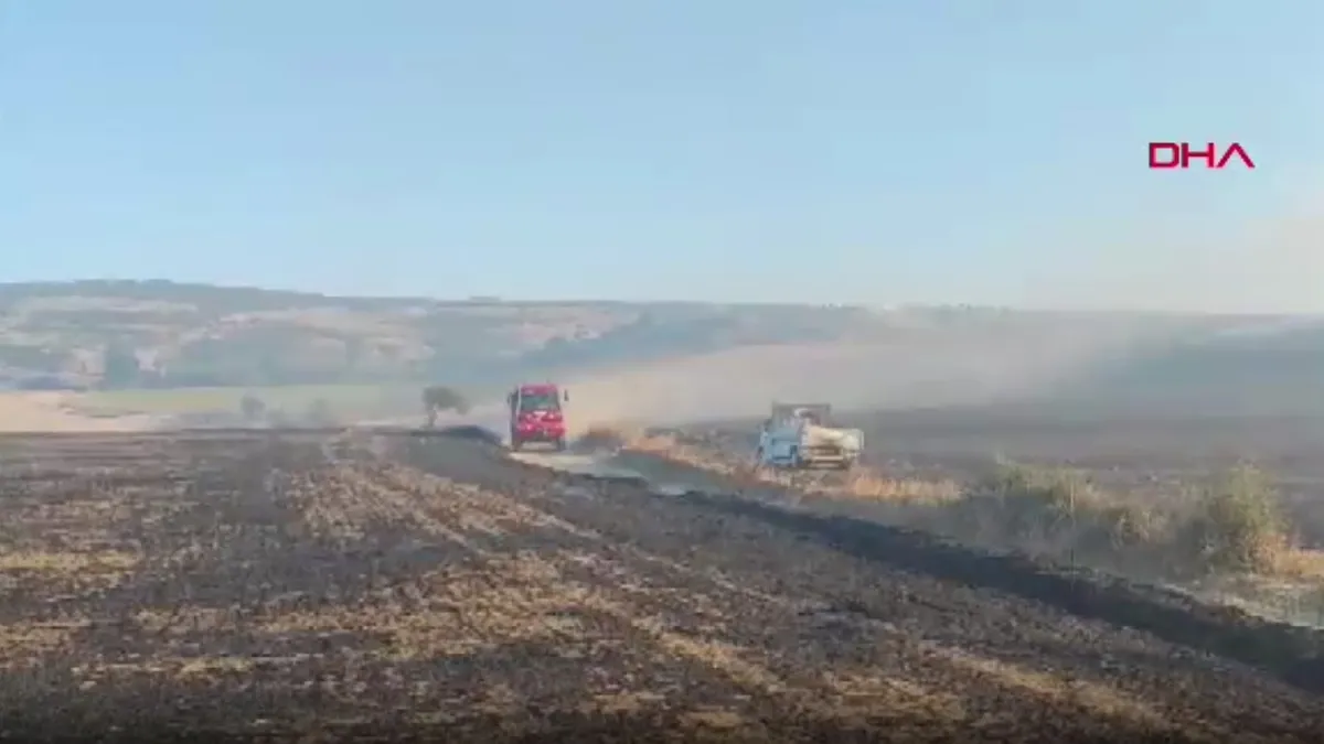 Şarköy'de anız yangını rüzgarın etkisiyle yayıldı: İtfaiye eri yaralandı