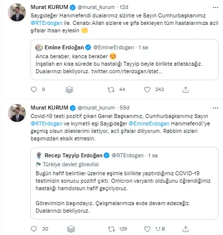 Başkan Recep Tayyip Erdoğan’ın koronavirüs testi pozitif çıktı