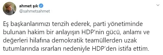 Ahmet Şık HDP'den istifa etti - 2