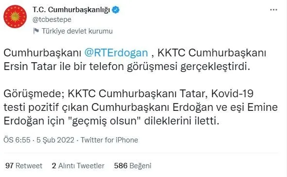Son dakika: Başkan Erdoğan, KKTC Cumhurbaşkanı Ersin Tatar ile görüştü