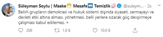 Son dakika: İçişleri Bakanı Süleyman Soylu'dan "tarikat yapılanması" iddialarına ilişkin açıklama - 1