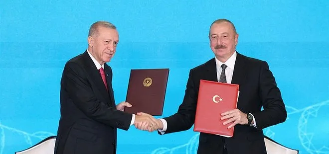 Başkan Erdoğan ile Azerbaycan Cumhurbaşkanı İlham Aliyev Iğdır-Nahçıvan doğal gaz boru hattının temelini attı