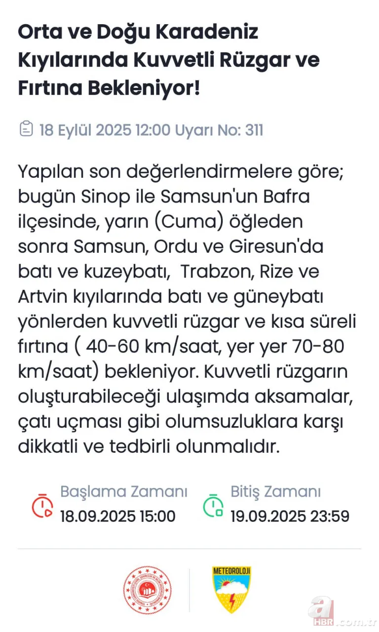 Meteoroloji’den 4 bölge için kuvvetli yağış ve fırtına alarmı! İstanbul’da poyraz sert esecek: Gece soğuğu kapıda! İşte uyarı verilen iller… 16