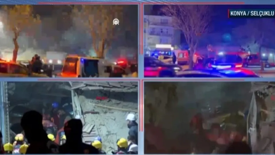 Konya’da üç katlı bina çöktü!