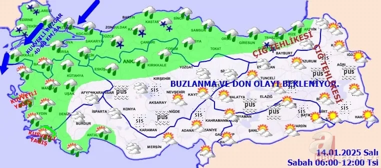 Meteoroloji hava durumu raporu 14 Ocak | Kar kapıya dayandı: Hangi bölgelerde kar yağışı bekleniyor? 11