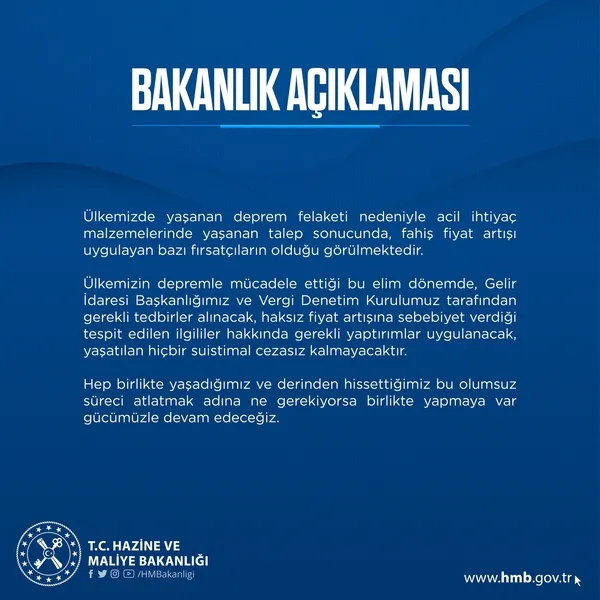 Deprem sonrası fahiş fiyat iddiaları! Bakanlık hemen denetime başladı