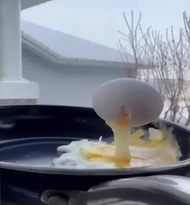 Yumurta tabağa dökülmeden dondu! - 38 derece havada ilginç görüntüler