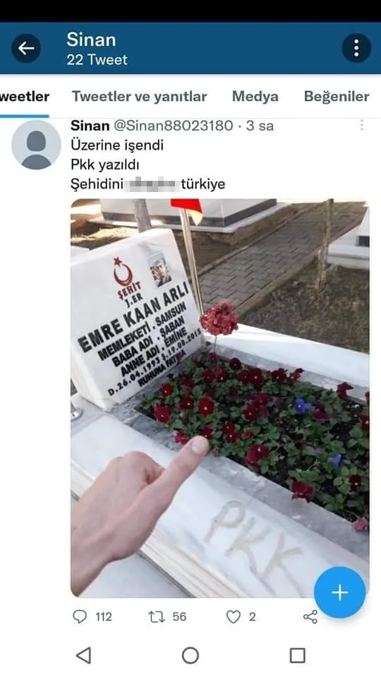Son dakika: Şehit mezarına 'PKK' yazıp küfürlü paylaşım yapan alçak yakalandı - 1