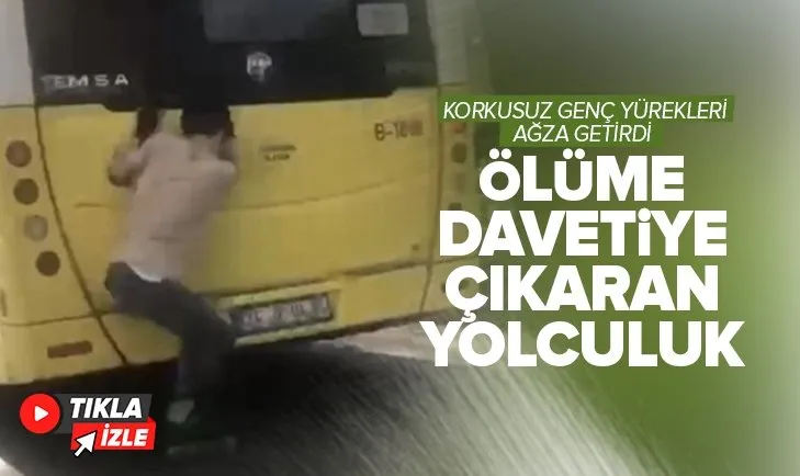 Beşiktaş’ta yürekleri ağza getiren anlar! Patenli gencin otobüse tutunduğu tehlikeli yolculuğu kamerada