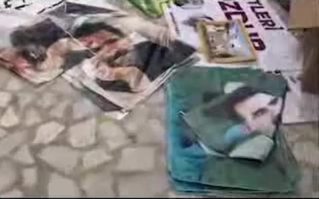 HDP binasına terör operasyonu! PKK elebaşı Öcalan’ın posterleri tek tek indirildi