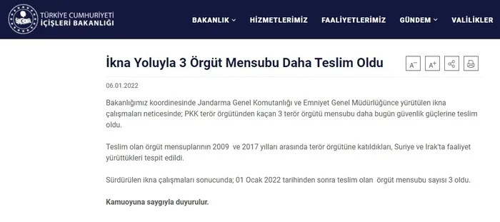 Son dakika: İçişleri Bakanlığı: 3 PKK'lı daha teslim oldu - 1
