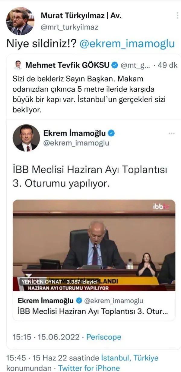 1655303179845.jpg Tevfik Göksu 'İstanbul'un gerçekleri sizi bekliyor' diyerek Meclis'e çağırdı! CHP'li İBB Başkanı Ekrem İmamoğlu paylaşımı sildi - 2