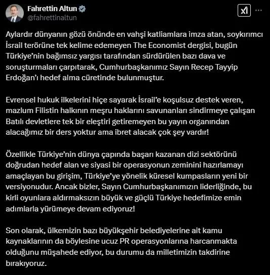 The Economist’ten kirli propaganda! TÜSİAD’ın diliyle Başkan Erdoğan’ı hedef aldı