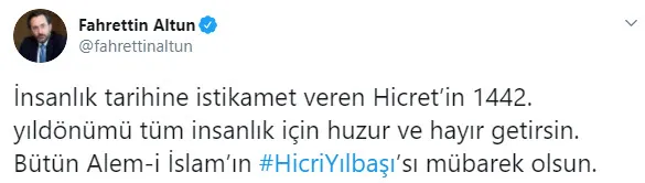 İletişim Başkanı Fahrettin Altun'dan Hicri Yılbaşı mesajı - 1