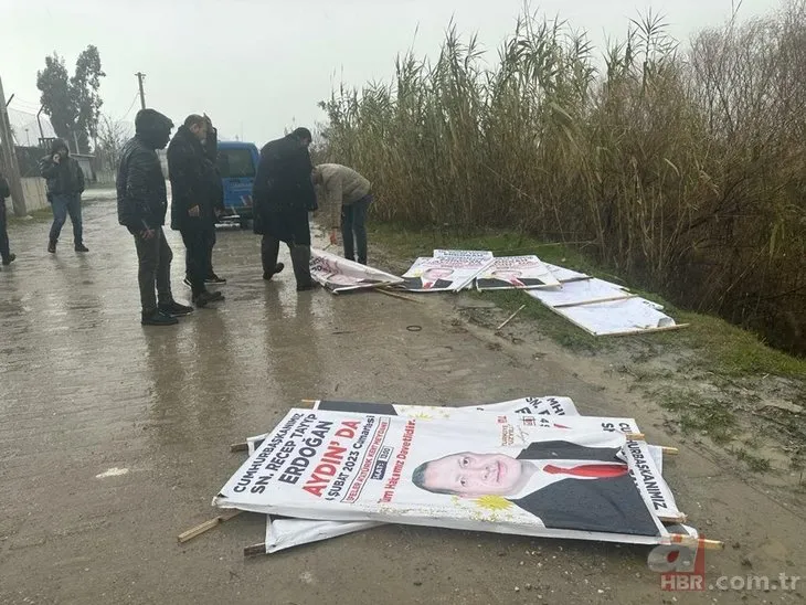 Aydın mitingi öncesi Başkan Erdoğan afişlerine çirkin saldırı