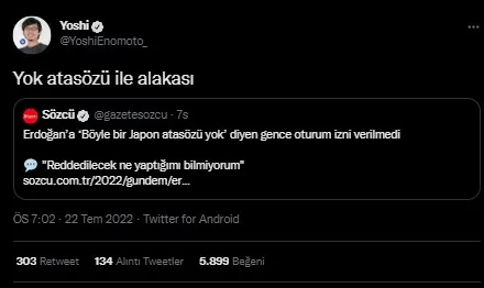Sözcü’nün ’Japon’ algısı da patladı: ’Erdoğan’a tweet attığı için ikamet alamadı’ iddiasına birinci ağızdan yalanlama