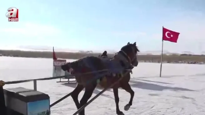 Çıldır Gölü’nün bir bölümü dondu