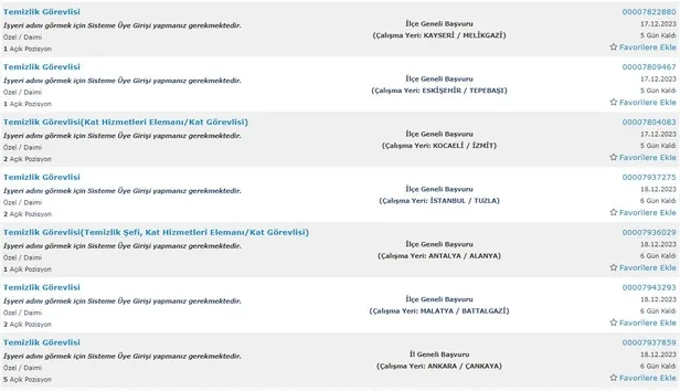 İŞKUR kurumları açıkladı! İlkokul mezunu 5.234 personel alımı başladı! 2023 Aralık ayı temizlik görevlisi alımı yapan kurumlar