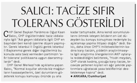 Cumhuriyet gazetesi CHP'deki tacizlerin üstünü örtmeye çalıştı - 4