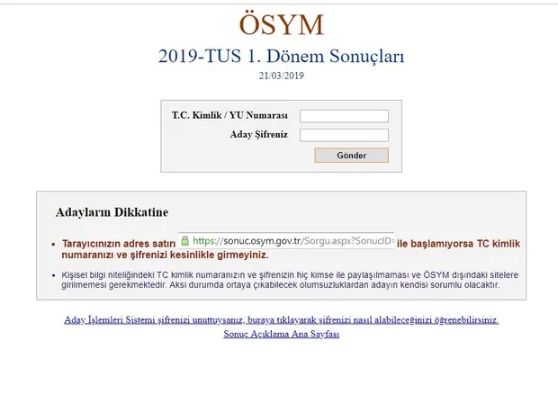 TUS sonuçları sorgulama 2019! ÖSYM TUS sonuçlarını açıkladı! - 1