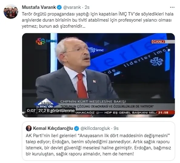 Bakan Mustafa Varank Kemal Kılıçdaroğlu'nun videosunu paylaştı: Bunun adı şizofrenidir! - 2