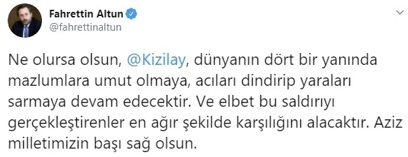 İletişim Başkanı Fahrettin Altun'dan Kızılay'a yapılan saldırıyı kınadı - 2