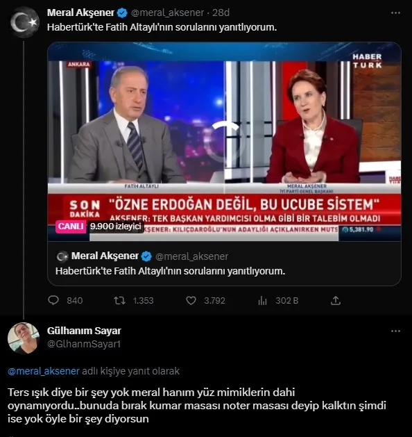 Meral Akşener’in yüzü neden asıktı? Kendisi canlı yayında açıkladı: Işık tersten geldi