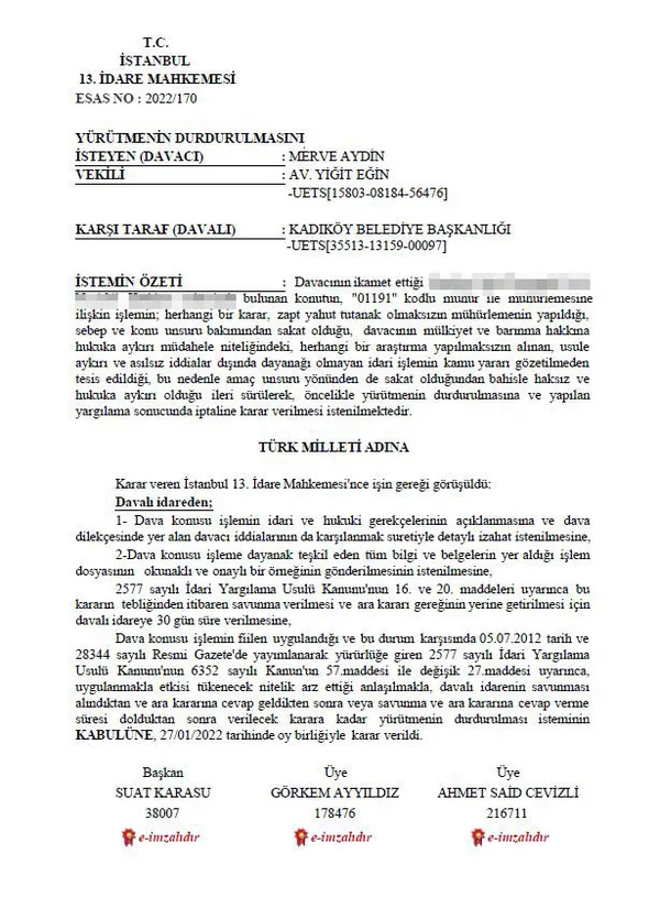 CHP’li Kadıköy Belediyesi, Milli kadın basketbolcu Merve Aydın’ın dairesini mühürledi