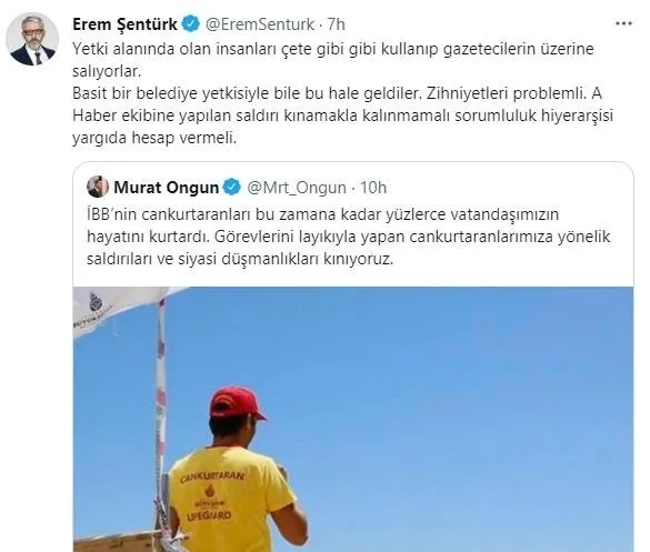 CHP’li İBB Sözcüsü Murat Ongun A Haber çalışanlarını darbeden cankurtaranlara sahip çıktı! Saldırganlarla ilgili flaş gelişme