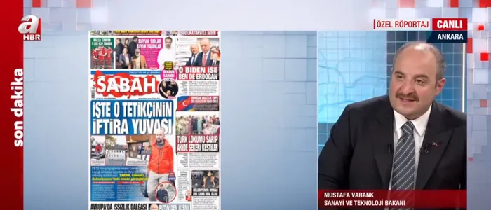 Sanayi ve Teknoloji Bakanı Mustafa Varank A Haber’de! Almanya’da Turkuvaz Medya’ya yapılan operasyona sert tepki