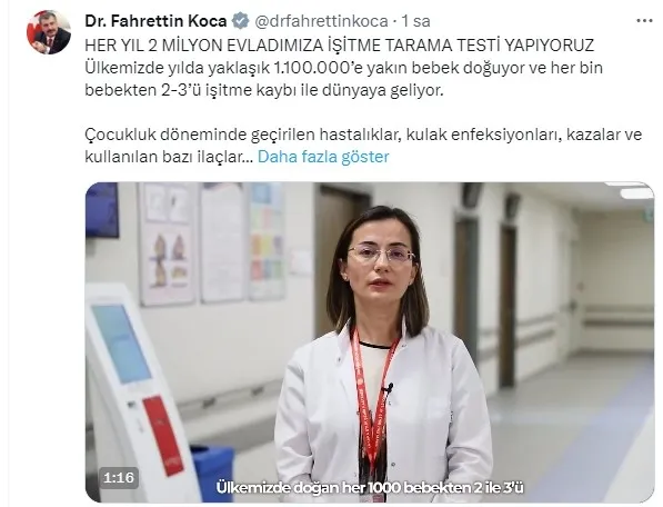 Sağlık Bakanı Fahrettin Koca’dan işitme tarama testi açıklaması