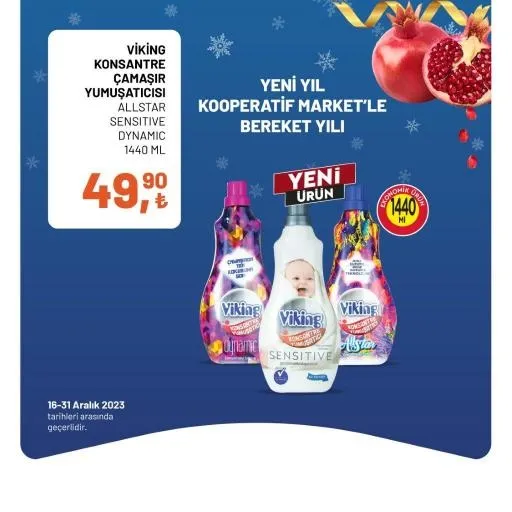 Tarım Kredi Market yılbaşı indirimi bitiyor! Bütün Piliç 60,90 TL, Yumuşatıcı 49,90 TL, Sıvı El Sabunu 18,90 TL, 40'lı Tuvalet Kağıdı 174,90 TL… - 17