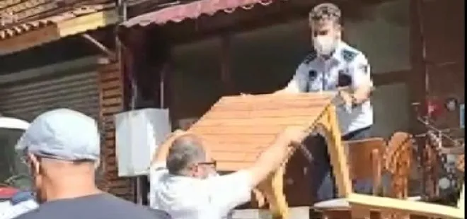 Zabıtayla esnaf arasında arbede çıktı! Vatandaş CHP’li belediyeye isyan etti: Müşterinin önünden masalar kırılarak alındı