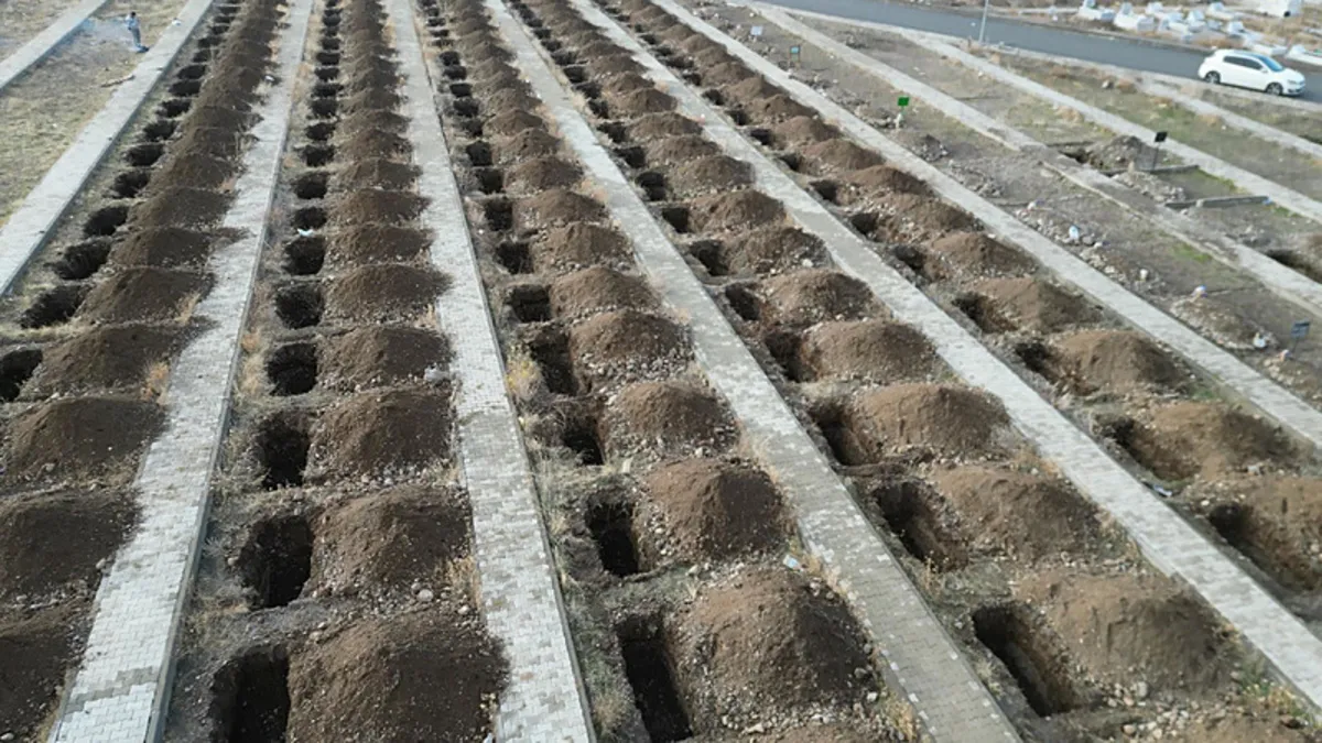 Erzurum'da kış öncesi hazırlık! 500 mezar kazıldı