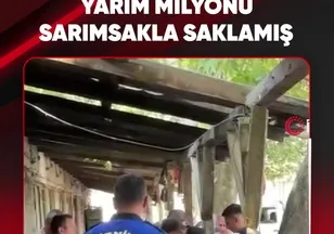 YARIM MİLYONU SARIMSAKLA SAKLAMIŞ
