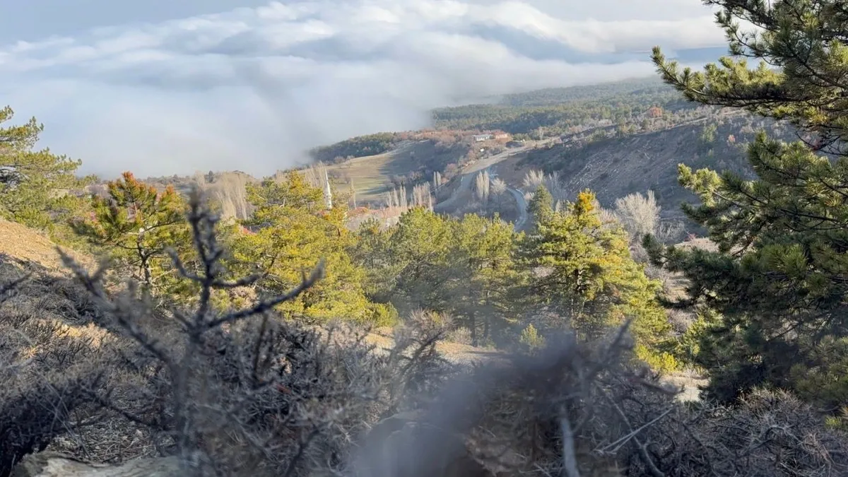 Çankırı'yı kaplayan sis bulutları havadan görüntülendi