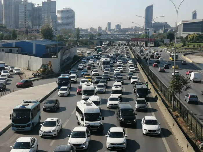 Son dakika: İstanbul’da hafta sonu öncesi trafik yoğunluğu havadan görüntülendi - 3