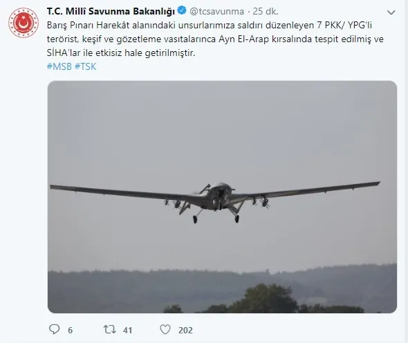 Ayn El-Arap kırsalında 7 PKK/YPG‘li terörist etkisiz hale getirildi