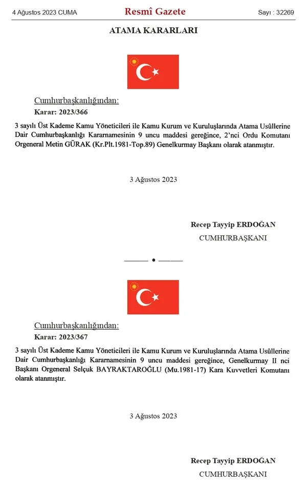 İşte yeni Genelkurmay Başkanı ve atama kararları! YAŞ sonucu açıklandı | Hangi generaller rütbe atladı?