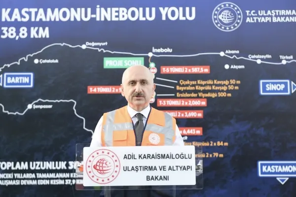 Bakan Karaismailoğlu Kastamonu-İnebolu yolu çalışmalarını inceledi