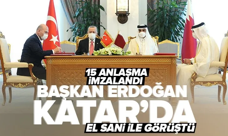 Son dakika: Başkan Erdoğan Katar’da: El Sani ile görüştü
