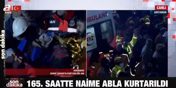 Adıyaman’da enkazda 3 çocuğu vefat eden Naime Şakar 165. saat sonra sağ çıkarıldı