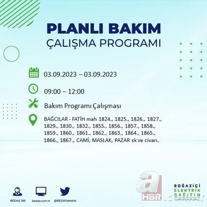 Pazar günü İstanbul’da elektrik kesintisi! BEDAŞ vatandaşı saat vererek uyardı! İşte ilçe ilçe kesinti listesi...